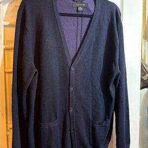 100% merino wool Jones New York Men's Navy Cardigan Sweater